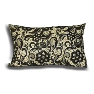 Essentials Macrame Damask Lace Rectangular Polyester Filled Cushion