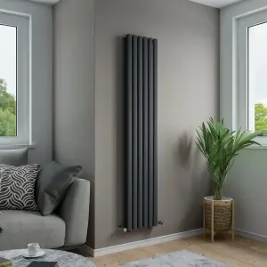 Agadon Solo Duplex Designer Oval Tube Radiator 1800 x 360 mm Textured Anthracite