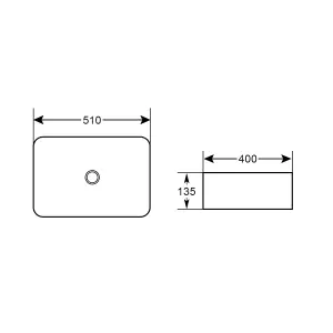 Homer Matt Black Ceramic Rectangular Counter Top Basin (W)510x(D)400mm