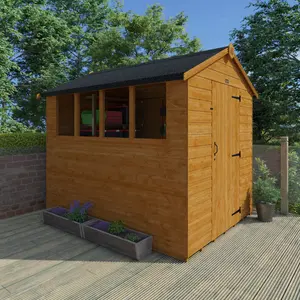 6 ft. W x 8 ft. D Solid Wood Shiplap Apex Garden Shed