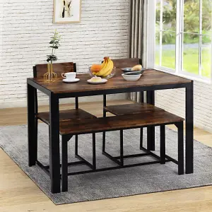 Dining Table and Chairs, Bench Set Industrial style Retro Kitchen Dining Table Set