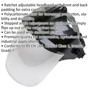 Adjustable Premium Brow Guard with Polycarbonate Face Shield for Maximum Protection