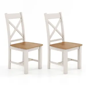 COSTWAY Wooden Dining Chairs Set of 2 Armless Kitchen Chairs with High Back