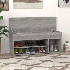 Berkfield Shoe Bench Grey Sonoma 105x30x45 cm Engineered Wood