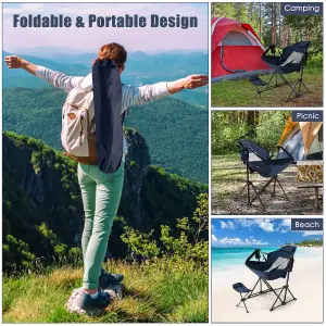 Costway Hammock Camping Chair Folding Camping Swinging Chair w/ Retractable Footrest