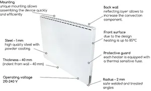 Infrared Heater 1000W "JASMINE RANGE" White On/Off - Thermal Wave Panel