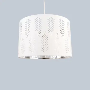 First Choice Lighting Spruce White Cut Out Shade with Chrome Inner