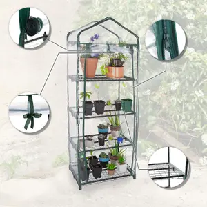 Small Greenhouse Garden 4 Tier Portable Outdoor Green house Growhouses Garden Structures with Shelving & Cover