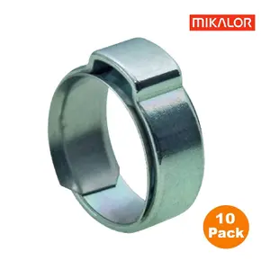 10 x Mikalor W1 Single Ear O Clips with Insert Stepless Inner Ring. Hose Clamps ( 15.0-17.3mm )