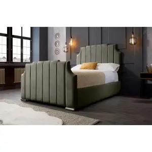 Nelson Plush Velvet Grey Bed Frame