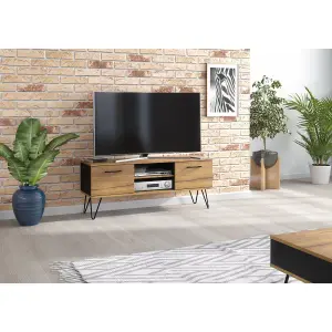 TV Unit 120cm Sideboard Cabinet Cupboard TV Stand Living Room Oak & Black