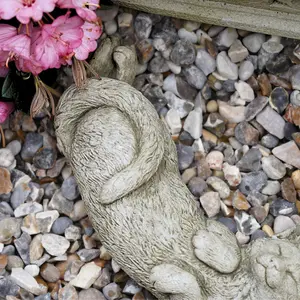 Laying Cat Stone Statue Outdoor Garden Ornament British Made Kitten Sculpture