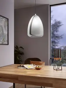 Pendant Ceiling Light Colour Chrome Shade Black Transparent Glass Vaporized E27 1x40W