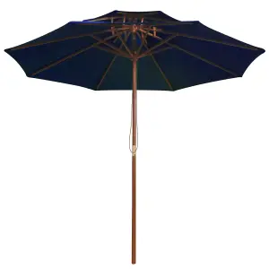 Berkfield Double Decker Parasol with Wooden Pole Blue 270 cm