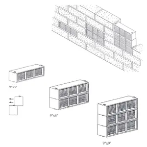 10 x Blue/Black Interlocking Air Brick Vents 9" x 3" Grille for Air Flow Ventilation