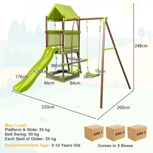 Costway 7-in-1 Swing Set Outdoor Metal Playset Kids Backyard Playground w/ Slide