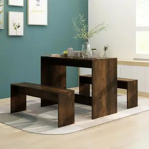 Goldfinch Dining Set Engineered Wood Smoked Oak / 75cm H x 102cm L x 50cm W