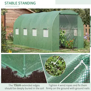 Outsunny 4 x 2M Polytunnel Walk-in Garden Greenhouse with Zip Door and Windows