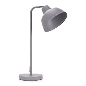 ValueLights Morris Grey Metal Stem Table Lamp with Angled Dome Shade for Living Room Bedroom office - LED Bulb Included