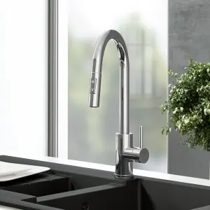 Kersin Cato Chrome Kitchen sink Mixer Tap with Pull-Out Hose and Spray Head