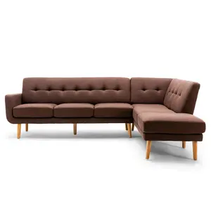 Donna 5 Seater Right Corner Chaise Sofa - Light Brown