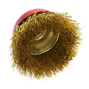 65mm Wire Cup Brush Wheel For Angle Grinder Crimped Brass Coated Removal