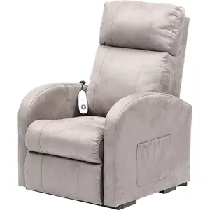 Single Motor Rise and Recline Lounge Chair Pebble Grey Micro Fibre Material