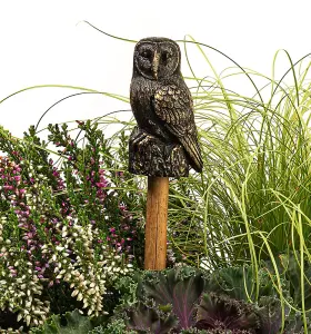 Barn Owl Cane or Stake Topper Pot Buddy - L4.3 x W4 x H7.5 cm