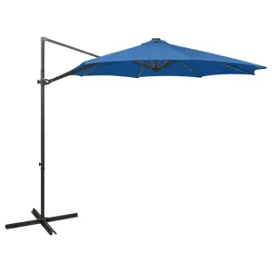 Berkfield Cantilever Umbrella with Pole and LED Lights Azure Blue 300 cm