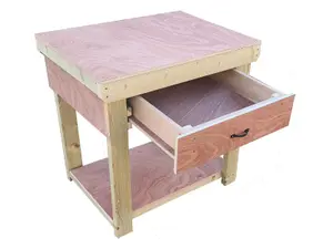 Wooden Eucalyptus hardwood top workbench, tool cabinet with drawer (V.1) (H-90cm, D-70cm, L-90cm)