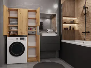 Marpol DD Washing Machine Surround Cabinet Artisan Oak