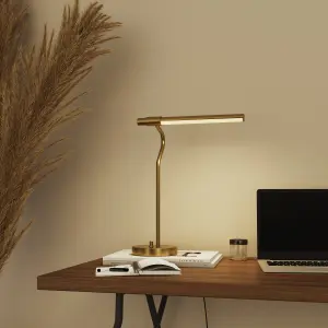 GoodHome Hatfield Pendant Straight Matt Gold effect Integrated LED Table lamp