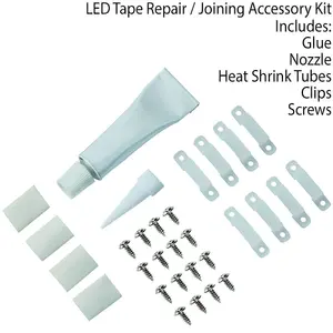 LED Strip Tape Repair / Jointing Kit Glues- Nozzle - Heat Shrink - Clips Screw