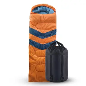 4 Season Envelope Shape Sleeping Bag for Single Adult with Double Sided Zip, Orange