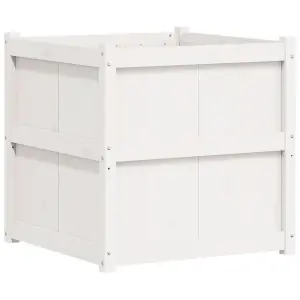 Berkfield Garden Planter White 70x70x70 cm Solid Wood Pine