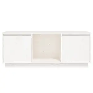 Berkfield TV Cabinet White 110.5x35x44 cm Solid Wood Pine