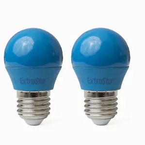 Extrastar 4W Blue LED Golf Ball Modern Coloured Light Bulb E27 (Pack of 2)