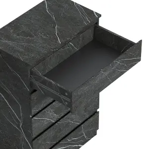 ZITA - 5 Drawer Chest of Drawers in Matt Charcoal Grey Marble Effect