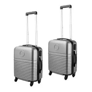 Lightweight Handy Flight Cabin Airline Silver Travel Suitcase with Wheels & Combination Lock