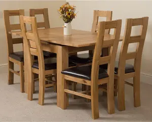 Richmond 90cm - 150cm Square Oak Extending Dining Table and 6 Chairs Dining Set with Yale Chairs