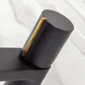 Enzo Black & Gold Round Deck-mounted Basin Mono Mixer Tap