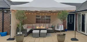 All Seasons Gazebos 3x4.5 Full Waterproof Pop Up Gazebo with 4 Heavyweight Side Panels and Accessories Beige