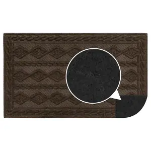 JVL Knit Rubber Backed Indoor Doormat, 45x75cm, Brown