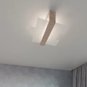 Feniks Wood Natural 2 Light Classic Ceiling Light