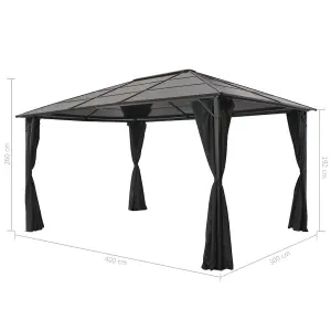 Berkfield Gazebo with Curtain Aluminium 4x3x2.6 m Black