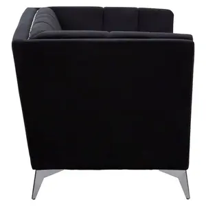 Interiors by Premier Black Velvet Chair, Comfortable Velvet Desk Chair, Backrest Velvet Armchair, Cozy Armchair