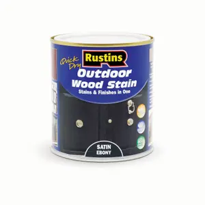 Rustins Quick Dry Outdoor Wood Stain Satin - Ebony 500ml