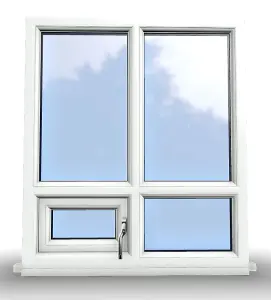 1195mm (W) x 995mm (H) PVCu StormProof Casement Window - 1 Bottom Opening (Right)  - White Internal & External