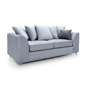 Chicago Velvet 3 Seater Sofa in Silver Blue