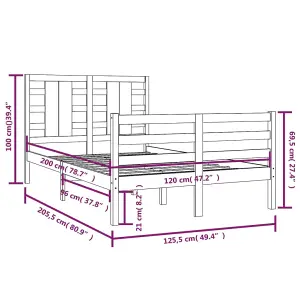 Berkfield Bed Frame White Solid Wood Pine 120x200 cm